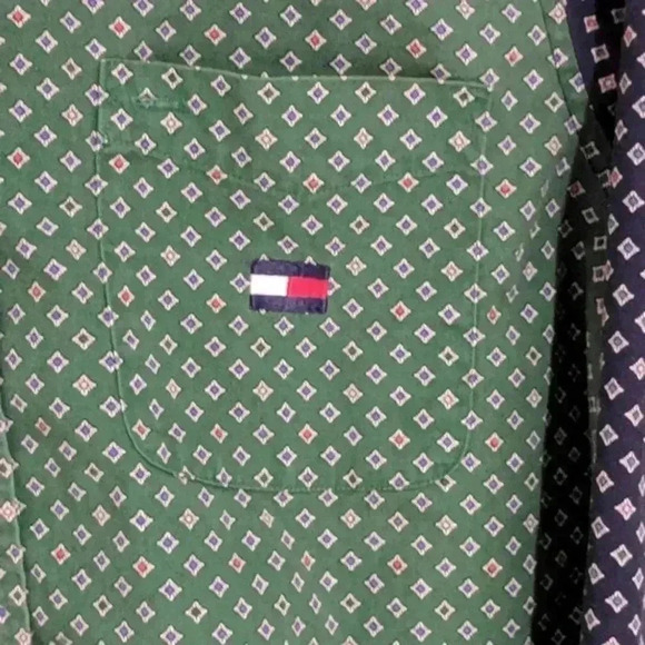 Vtg 90s Tommy Hilfiger Colorblock button shirt - Picture 2 of 5